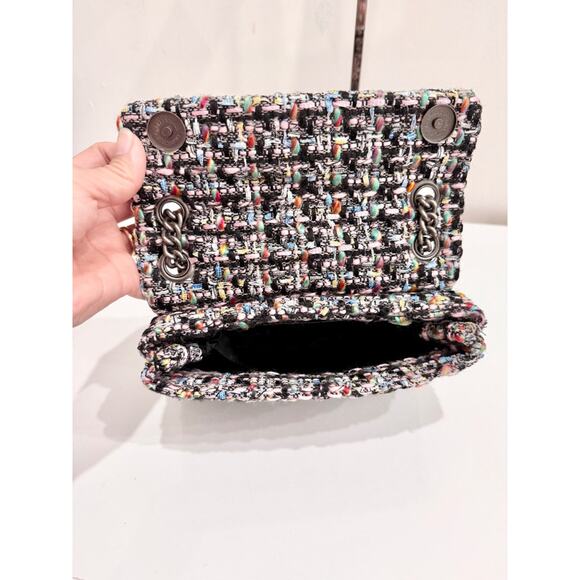 Kurt Geiger London Crystal Tweed Mini Brixton Lock Chain Strap Shoulder Bag Pink - Picture 9 of 10